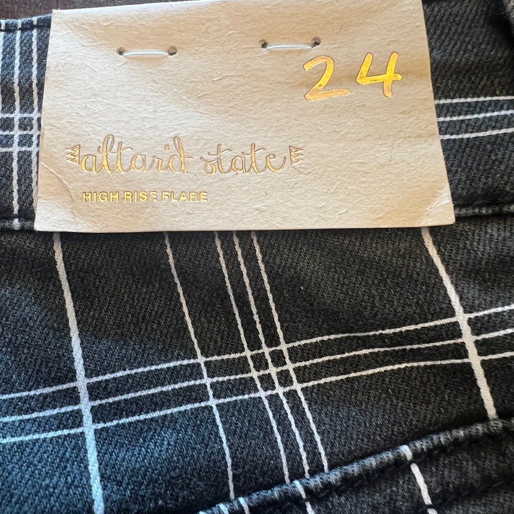 Altar'd State Black Plaid Jeans with White Windowpane - Picture 9 of 9